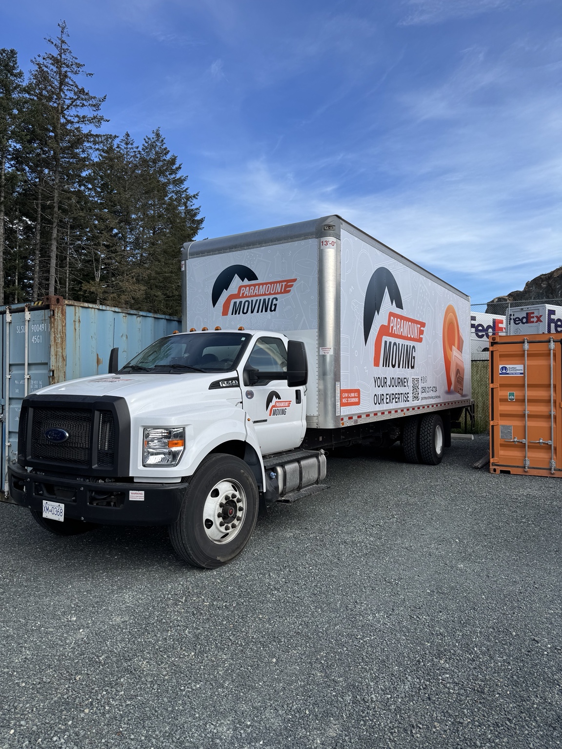 Paramount Moving truck with branded box truck graphics